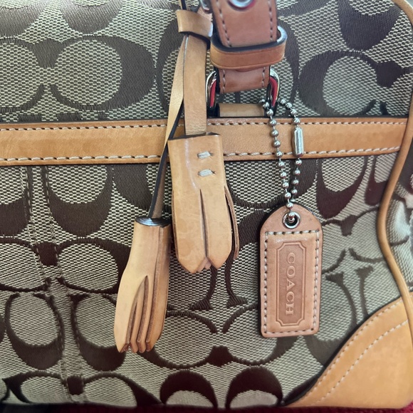 Coach Monogram bag leather accents lightly used - Picture 6 of 7